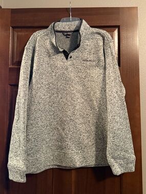 Eddie Bauer Heather Gray Quarter-Snap Pullover